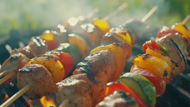 Grilled Meat and Vegetables Skewer
