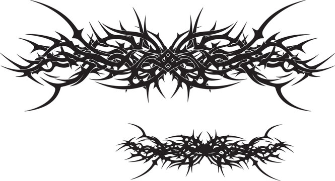 Tribal thorns tattoo design isolated on for fashion and art
