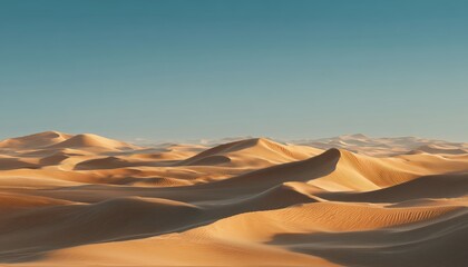 Breathtaking Landscape Of Sand Desert In Arab Emirate - A Stunning Panorama Of The Desert In The United Arab Emirates.