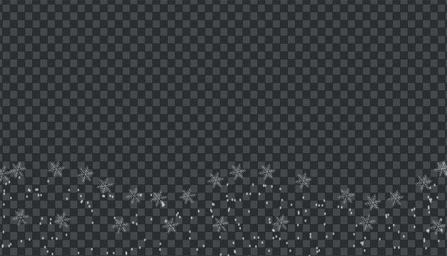Delicate falling snow and snowflakes transparent winter overlay