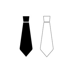 Simple vector illustration of black filled and outline neckties. Professional wear symbol and icon set for business.