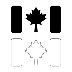 Stylized monochrome vector illustration of the Canadian flag with solid and outline maple leaf designs. A versatile graphic.