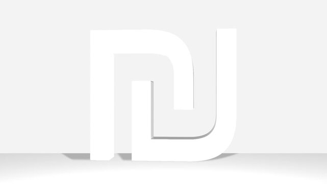 Perspective projections 3d Israeli shekel Sign character model icons on white background.  High detailed 3d Israeli shekel character. Animated Video