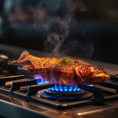 Grilled Fish on the Grill: HD AI Food Image