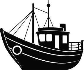 Fishing boat silhouette illustration.