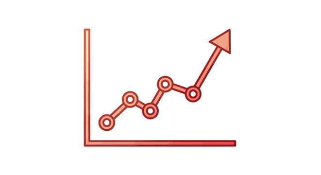 Red gradient linear graph with arrow indicating positive growth trend