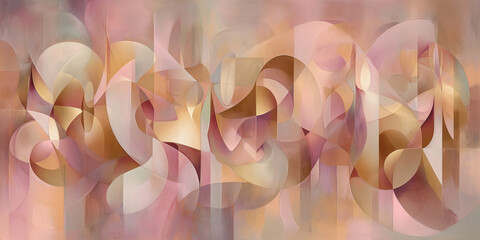 Curved geometric pastel shapes in a modern abstract layout. Soft layered artistic composition.