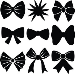 Bow silhouette bow tie silhouette hair bow silhouette illustration