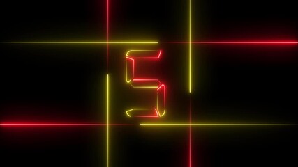 Glowing neon countdown timer from 10 to 0, featuring bright Yellow numbers inside a circular neon on a black background. Smooth, futuristic light animation creates a bold, modern countdown effect. - Powered by Adobe