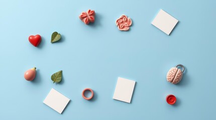 Wellbeing icon desk scene for wellness blog and article headers