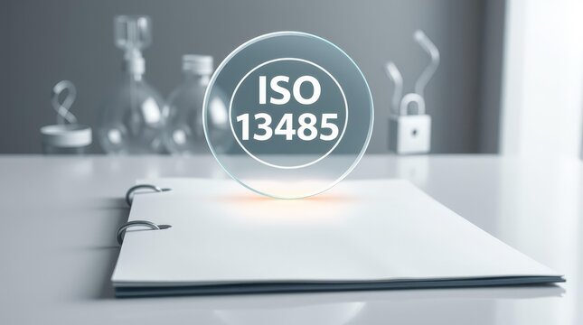 ISO 13485 medical device quality dossier cover background for regulatory presentation hero headers