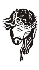 Jesus Christ face vector illustration sacred sketch portrait jesus on cross christian faith religious catholic icon holy church graphic design art silhouette sstkchristmas vector