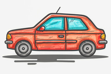 Colorful cartoon car featuring a big, cheerful smile on a bright white background for kids