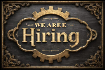 Hiring announcement with vintage design highlighting job opportunities for motivated individuals in the workforce