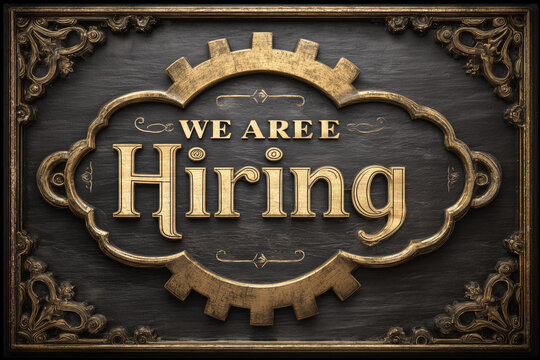 Hiring announcement with vintage design highlighting job opportunities for motivated individuals in the workforce