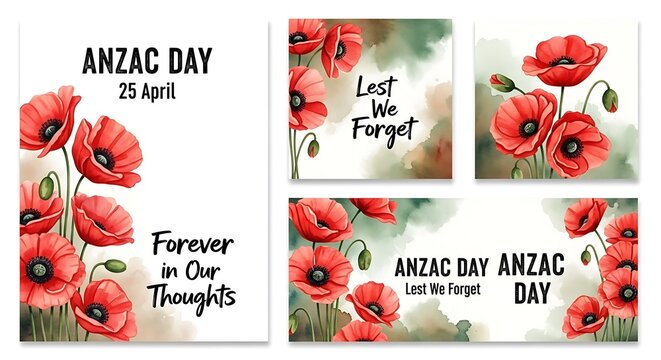 Anzac day poppies lest we forget banner art
