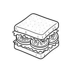 Line art sandwich illustration in black and white

 

 
