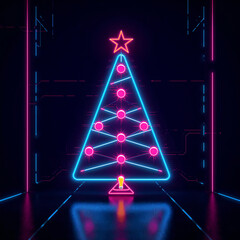 Christmas Tree on Black Background: Elegant Holiday Decorations