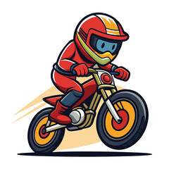 Young man riding a motorcycle on the road