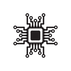 AI, CPU, GPU microchip icon, Machine learning micro chip symbol, ML icon, Artificial intelligence sign. illustration image. Isolated on white background