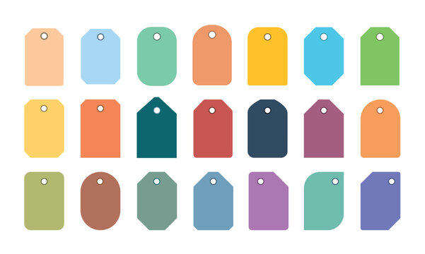 set of blank tags for gifts, packaging, sales, and labeling. Ideal for print templates, sticker sets, planners, craft projects, and digital design.