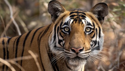 Stunning Portrait Of A Majestic Royal Bengal Tiger In The Wild Safari Of Ranthambore National Park, Rajasthan, India - Panthera Tigris Tigris.