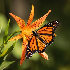 Butterfly on a colorful flower in the garden
