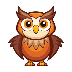 cute cartoon owl vector illustration with big eyes and wings