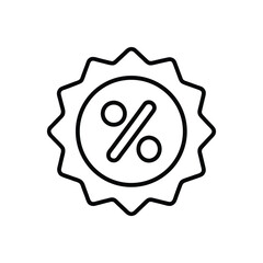 Outline discount icon with percentage symbol isolated on white background
