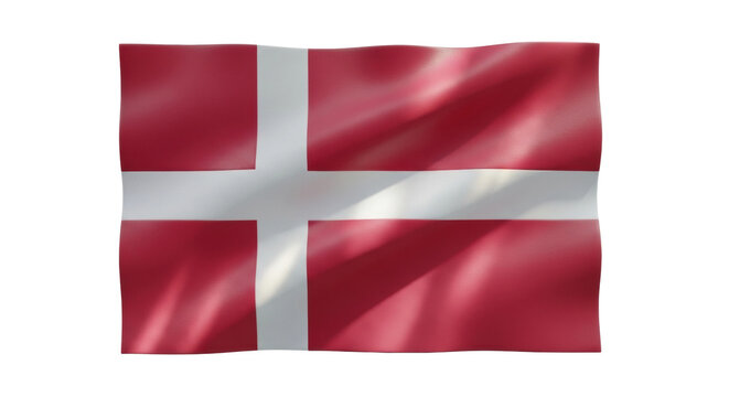 Waving denmark flag with red background and white nordic cross - Powered by Adobe