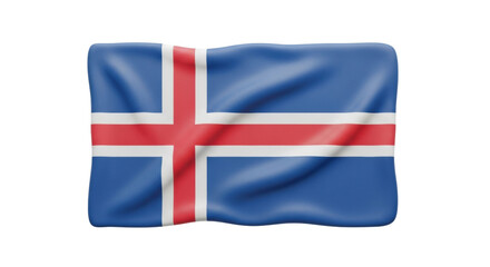 Waving icelandic flag with blue, red, and white colors