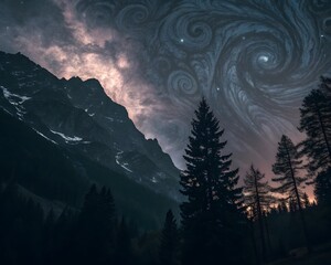 Mountain sunrise and sunset landscape scene