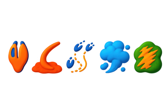 Series of cartoon characters with different colors and shapes - Powered by Adobe