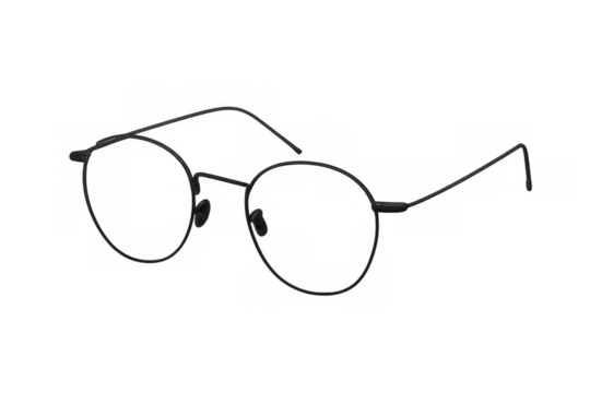 Black round frame eyeglasses with transparent lenses, modern fashion optical eyewear for digital use and style