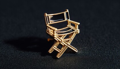 Classy Gold Director'S Chair Lapel Pin: Signifying Artistic Vision And Storytelling Influence In The Film And Entertainment Industry.