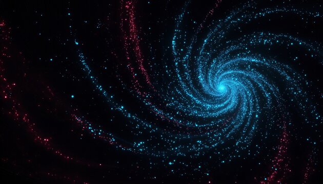 Neon Flame Wave - A Spiraling Fire Point: Outer Space Pattern With Plexus Glow Dots, Milky Way, And Led Strip. Innovative Poster For Technology, Science, Presentations, And Business.