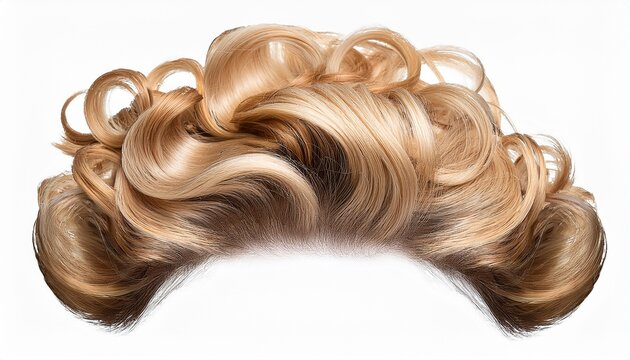 Voluminous Blonde Curly Wig Closeup Isolated On The Transparent Background For Costume Fashion Retro Party Or Themed Events