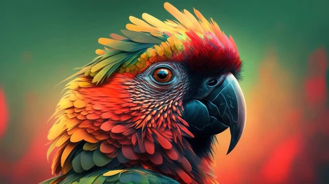 Tropical bird with vibrant rainbow feathers