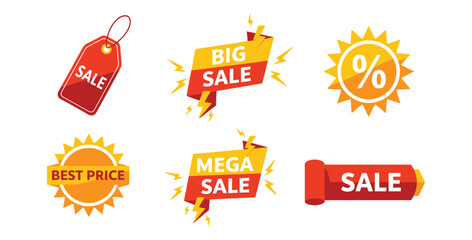 Obraz premium Collection of vibrant sale banners and promotional labels for marketing and advertising