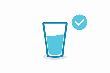 A glass of water icon with a checkmark suggests quality refreshment is available
