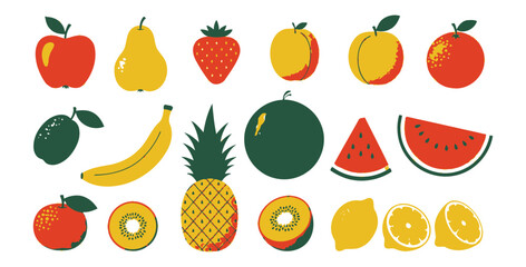 Colorful assortment of fresh fruits including apples banana watermelon and pineapple