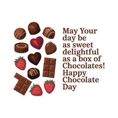 Happy Chocolate Day Illustration with Chocolates, Strawberries and Sweet Love Message – Valentine Week Design