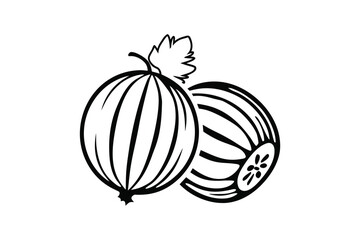 A gooseberry fruit icon is showing its deliciousness through black and white imagery today