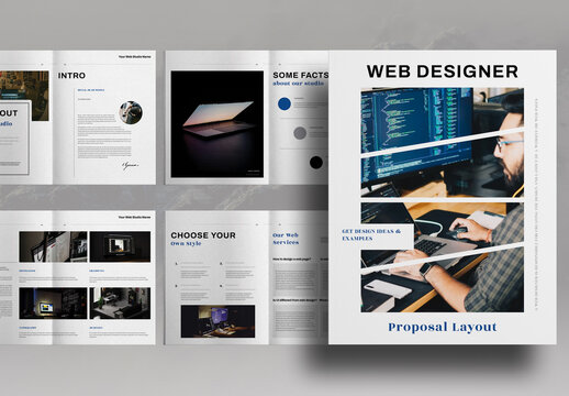 Blue Web Developer Project Proposal Portfolio Brochure Layout