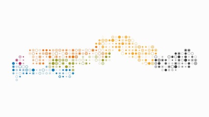 Gambia map animation. Shape of the country with pulsating colored dots. Small size circle blocks. Digital style Gambia map on white background. Amazing video.