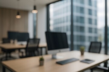 Ambiente de escrit&oacute;rio com fundo desfocado. 