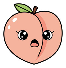 Fototapeta premium Adorable kawaii peach character vector art illustration background