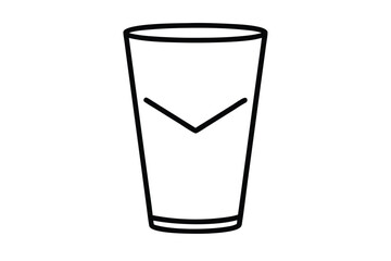 A simple contour drawing shows glass with liquid inside a white background