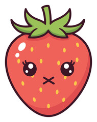 Adorable kawaii strawberry character illustration background for sweet designs