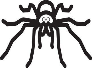 Abstract black and white vector illustration of a creepy spider silhouette with web and Halloween horror theme